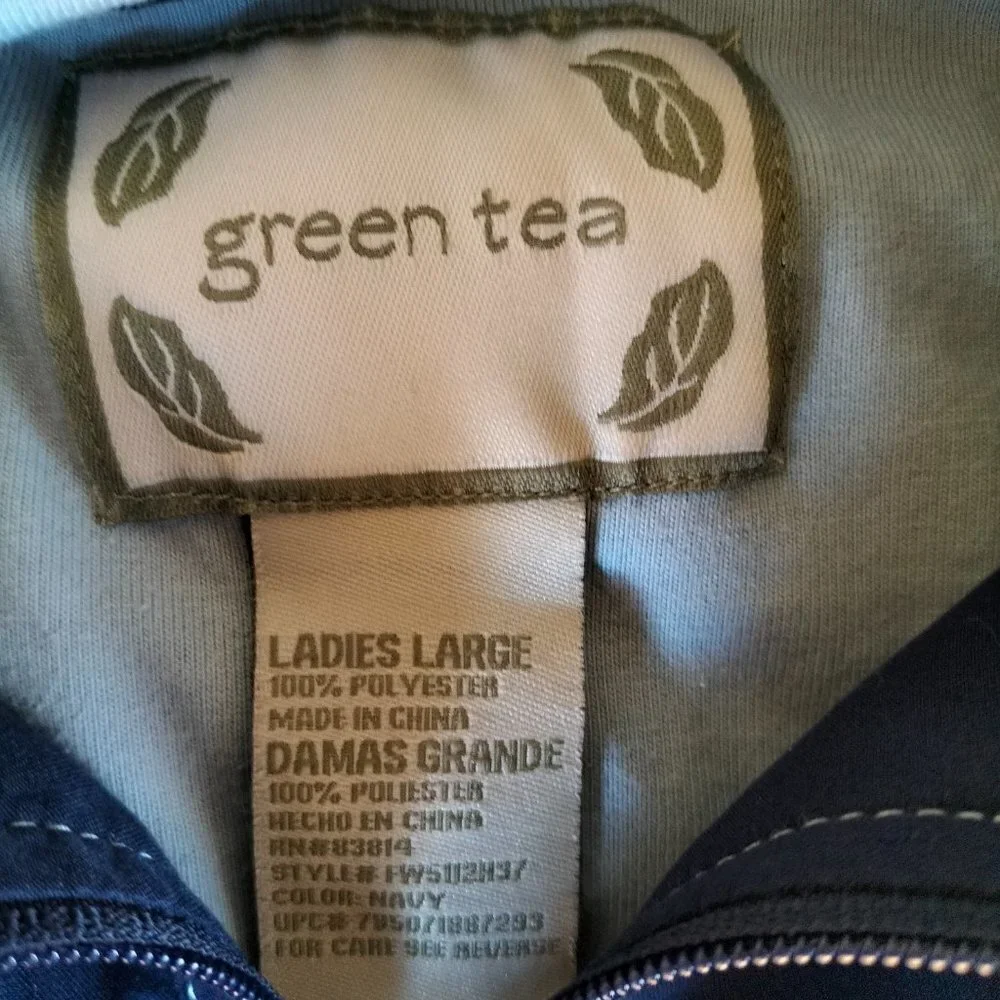 GreenTea Blue Bomber Jacket with Elastic Waistband - Picture 9 of 10